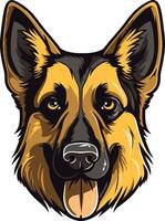 A friendly german shepherd dog head with a playful expression, perfect for pet-related designs, merchandise, and social media graphics vector