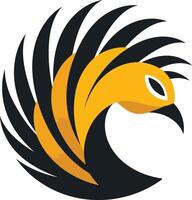 modern and abstract logo design featuring a stylized bird with bold colors and sharp lines, ideal for branding and marketing materials vector