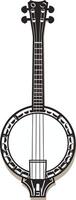Simple black and white illustration of a banjo, perfect for website design, app icons, music-themed projects, or any design project needing a classic instrument vector