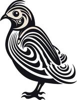 Abstract Bird Design in Black and White vector