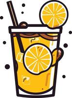 A refreshing glass of lemonade with ice and lemon slices, perfect for summer, beverage menus, and healthy drink promotions vector