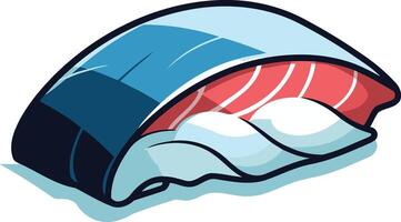 A colorful, cartoon-style illustration of a single piece of sushi, perfect for menus, food blogs, and social media posts vector