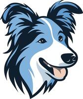 A friendly and energetic blue border collie with a playful expression, perfect for pet-related branding or designs vector