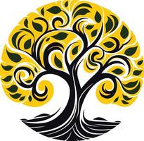 Stylized Tree with Yellow and Green Colors vector