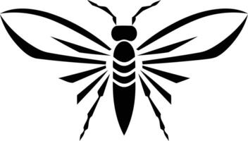 Stylized black and white bee logo, perfect for use in branding or design projects vector