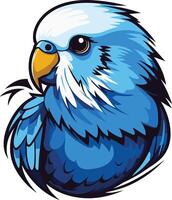 Cute cartoon blue budgie with white feathers, perfect for pet-related businesses, logos, or designs vector
