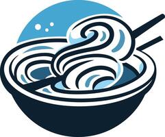Steaming Bowl of Noodles with Chopsticks vector