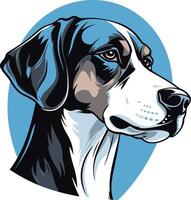 A striking portrait of a hunting dog, featuring a close-up of its head vector
