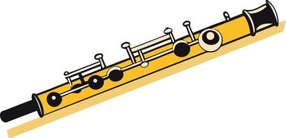 A simple, cartoon-style illustration of a golden flute, perfect for representing music, classical instruments, or education vector