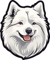A charming, cartoon-style illustration of a samoyed dog with a friendly expression vector