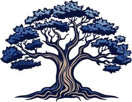 Blue Tree with Intricate Roots vector