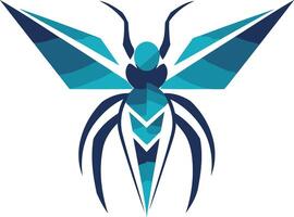 Abstract Blue Insect with Geometric Pattern vector