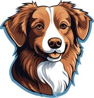 Smiling nova scotia duck tolling retriever dog portrait, perfect for pet related products, websites, and social media vector