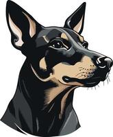 Portrait of a Black and Tan Miniature Pinscher vector