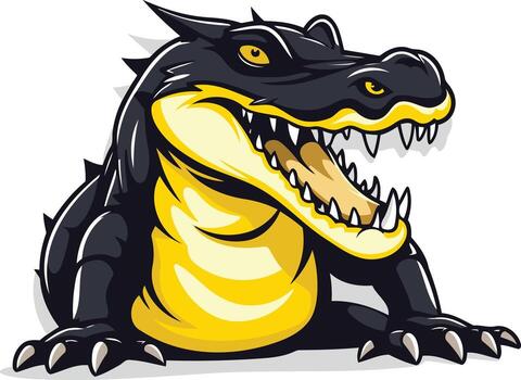 A fierce, cartoon-style alligator with sharp teeth and a menacing expression vector