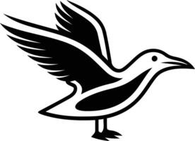 Stylized black and white silhouette of a seagull in flight vector