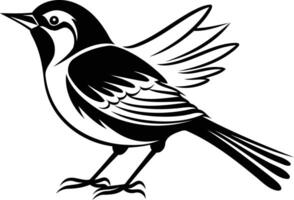 Black and white illustration of a stylized bird with its wings spread vector