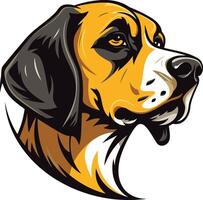 A bold and expressive illustration of a beagle dog's head, perfect for branding, apparel, or pet-related designs vector