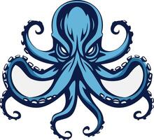 A fierce and powerful blue octopus illustration, perfect for branding, merchandise, and gaming applications vector