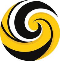 A bold and eye catching logo design featuring a black and white swirl set against a vibrant yellow background vector