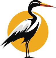 Crane Bird in Front of the Sun vector