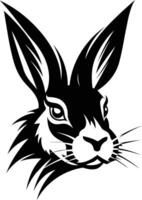 A bold and stylized black and white illustration of a rabbit's head, perfect for adding a touch of wildness to your design projects vector