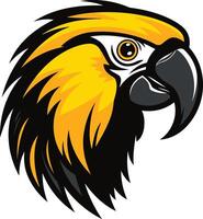 Bold and striking illustration of a yellow macaw head, perfect for branding, logos, and design projects seeking a powerful and vibrant animal image vector