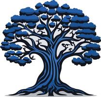 Blue Tree with Intricate Branches vector