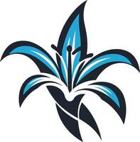 Stylized Blue Flower with Black Outline vector