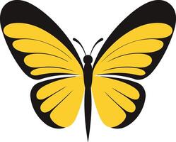 A simple, stylized yellow butterfly with black outlines, perfect for nature-themed designs vector