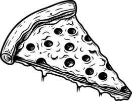 A bold, hand-drawn illustration of a single slice of pizza vector