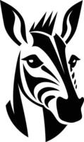 Stylized zebra head silhouette in black and white vector