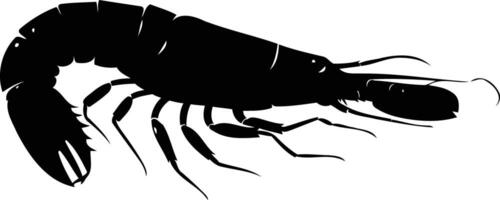 A simple, striking silhouette of a shrimp, perfect for seafood menus, culinary designs, or as a graphic element for ocean themed projects vector