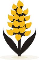 A simple, stylized illustration of a yellow flower with black leaves, perfect for branding, logos, and designs that need a touch of nature vector