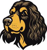 A fierce and striking illustration of a cocker spaniel dog head, perfect for use as a mascot, logo, or branding element vector