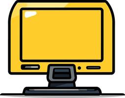 Simple, cartoon style illustration of a yellow computer monitor with black outlines vector