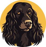 A striking illustration of a black cocker spaniel, featuring a detailed portrait with a warm background vector