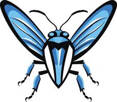 A stylized blue insect with spread wings, perfect for branding, logo design, or as a decorative element for nature themed projects vector