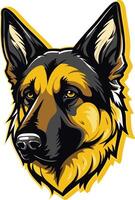 A striking illustration of a german shepherd's head, perfect for branding, logos, or as a powerful visual element for any dog-related project vector