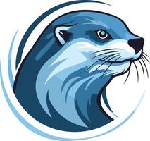 A striking, blue otter head in profile, framed by a circular design vector