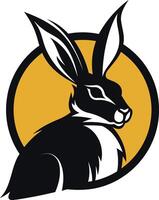 Bold and striking, this logo features a black rabbit with white accents, set against a yellow circle vector