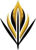 Abstract golden and black logo design resembling a stylized flower or arrowhead vector