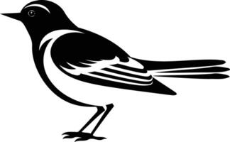 A minimalist black and white illustration of a wagtail bird, perfect for nature-themed designs, logos, and branding vector