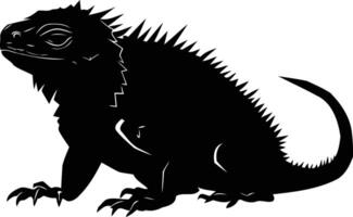 A striking black silhouette of an iguana, perfect for adding a touch of the exotic to your designs vector