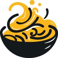 Bowl of Noodles with a Splash of Sauce vector