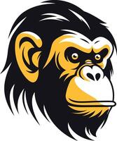 A bold and powerful illustration of a chimpanzee's head, perfect for branding, logos, and apparel designs vector