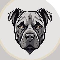 A fierce and captivating illustration of a pit bull's head, featuring sharp details and intense eyes vector
