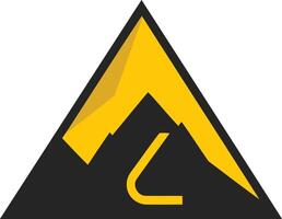 Modern, minimalist logo design featuring a black triangle with a yellow mountain peak and letter 'l' inside vector