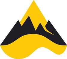 Abstract mountain logo design with a yellow and black color scheme, representing strength, stability, and success vector