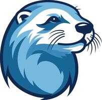 A friendly and playful blue otter head illustration, perfect for branding, logos, and mascot designs vector